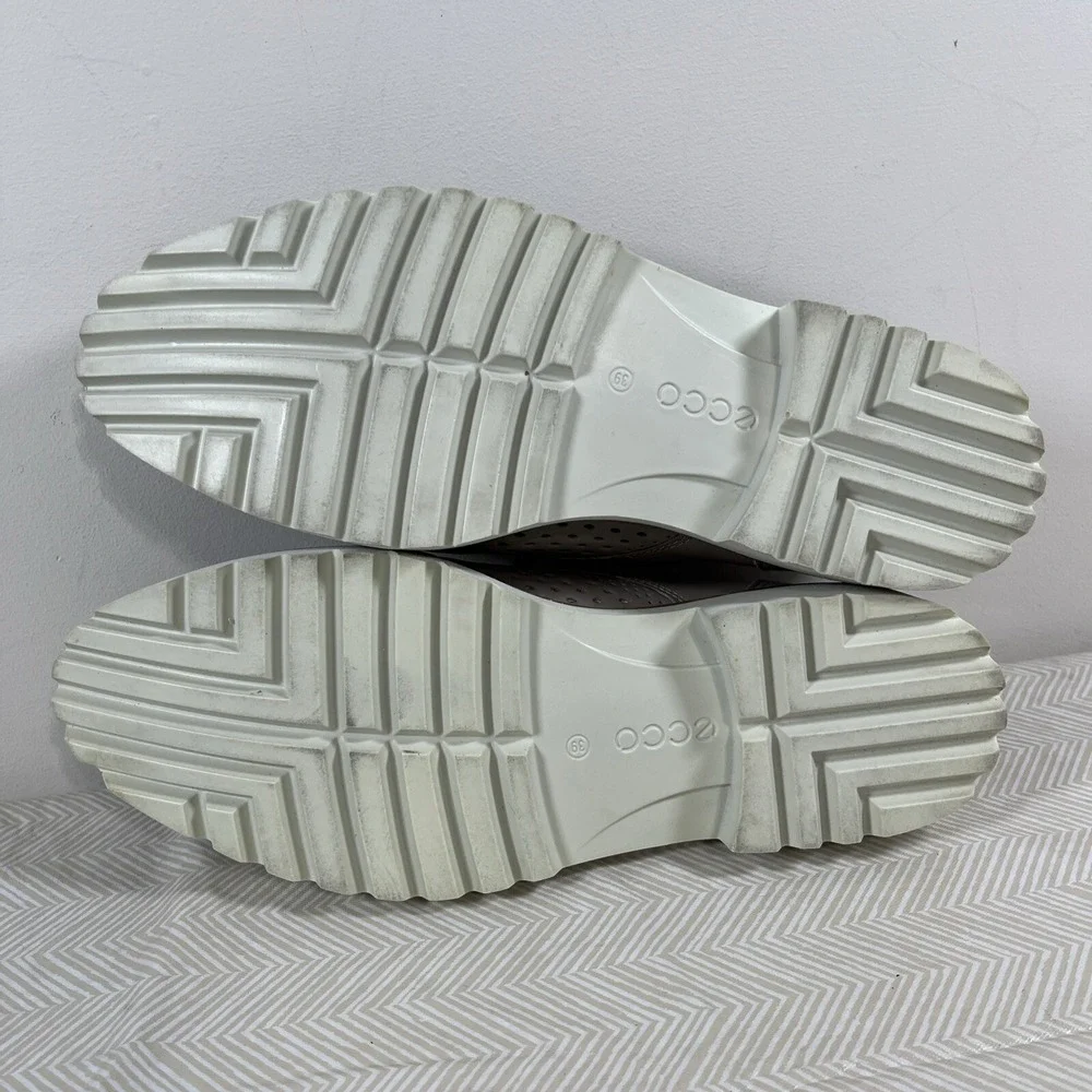 Ecco Women's Incide Tailored Perforated Tie Oxford Leather Shoes Sz 8 Grey Rose‎